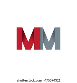 Initial letters MM overlapping fold logo red gray