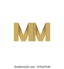 Initial letters MM overlapping fold logo brown gold