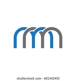 Initial letters mm, round linked overlapping chain shape lowercase logo modern design blue gray