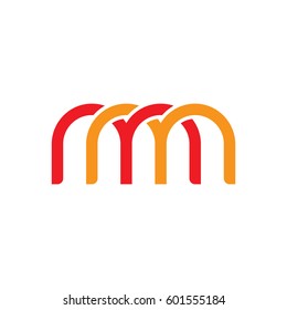 Initial letters mm, round linked overlapping chain shape lowercase logo modern design red orange