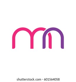 Initial letters mn, round linked overlapping lowercase logo modern design pink purple