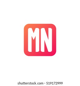 Initial letters MN rounded square shape red orange simple logo