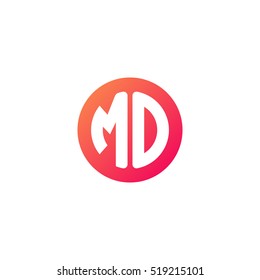 Initial letters MO circle shape red orange simple logo