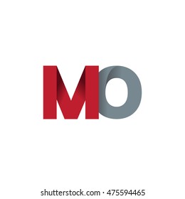 Initial letters MO overlapping fold logo red gray