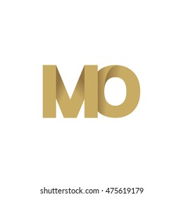 Initial letters MO overlapping fold logo brown gold