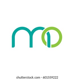 Initial letters mo, round linked overlapping chain shape lowercase logo modern design modern green