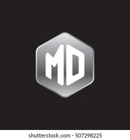 Initial letters MO rounded hexagon shape silver modern logo