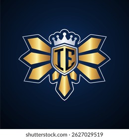 IE initial letters monogram logo for gaming with shield and eagle wing