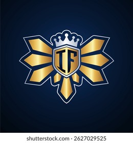 IF initial letters monogram logo for gaming with shield and eagle wing