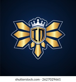 IN initial letters monogram logo for gaming with shield and eagle wing