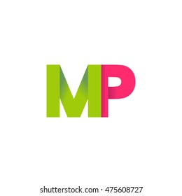 Initial letters MP overlapping fold logo green magenta