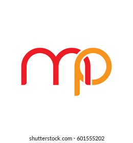 Initial letters mp, round linked overlapping chain shape lowercase logo modern design red orange