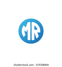 Initial letters MR circle shape blue simple logo