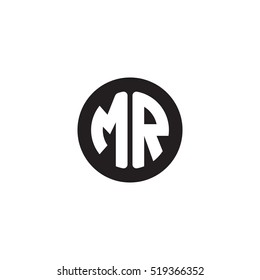 Initial letters MR circle shape monogram black simple logo