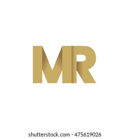 Initial letters MR overlapping fold logo brown gold
