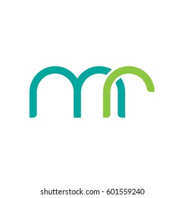 Initial letters mr, round linked overlapping lowercase logo modern design modern green