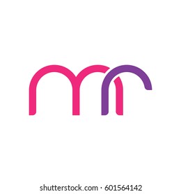 Initial letters mr, round linked overlapping lowercase logo modern design pink purple