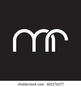 Initial letters mr, round linked overlapping lowercase logo modern design white black background