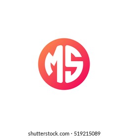 Initial letters MS circle shape red orange simple logo