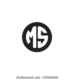 Initial letters MS circle shape monogram black simple logo