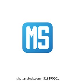 Initial letters MS rounded square shape blue simple logo