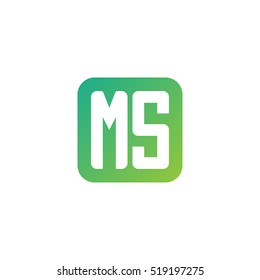 Initial letters MS rounded square shape green simple logo