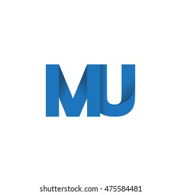 Initial letters MU overlapping fold logo blue