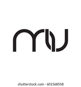 Initial letters mu, round linked overlapping chain shape lowercase logo modern design monogram black