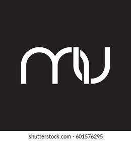 Initial letters mu, round linked overlapping chain shape lowercase logo modern design white black background