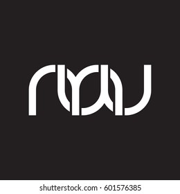 Initial letters mw, round linked overlapping chain shape lowercase logo modern design white black background