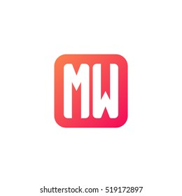 Initial letters MW rounded square shape red orange simple logo
