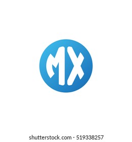 Initial letters MX circle shape blue simple logo