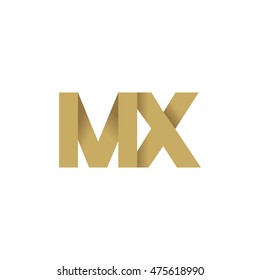 Initial letters MX overlapping fold logo brown gold