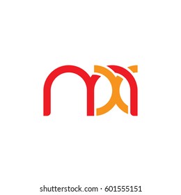 Initial letters mx, round linked overlapping chain shape lowercase logo modern design red orange