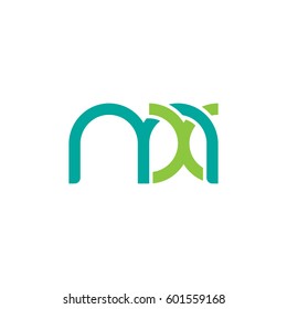 Initial letters mx, round linked overlapping chain shape lowercase logo modern design modern green