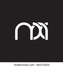 Initial letters mx, round linked overlapping chain shape lowercase logo modern design white black background
