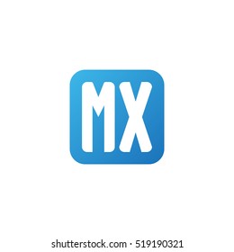 Initial letters MX rounded square shape blue simple logo
