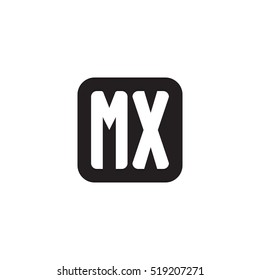 Initial letters MX rounded square shape monogram black simple logo