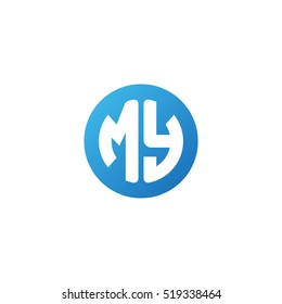 Initial letters MY circle shape blue simple logo