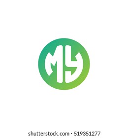 Initial letters MY circle shape green simple logo