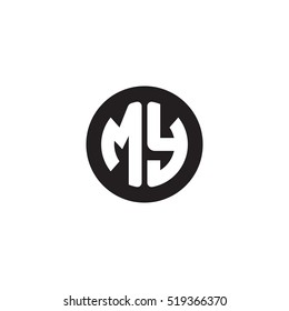 Initial letters MY circle shape monogram black simple logo