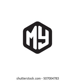 Initial letters MY rounded hexagon shape monogram black simple modern logo
