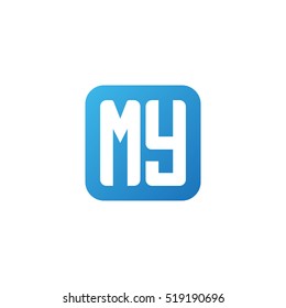 Initial letters MY rounded square shape blue simple logo