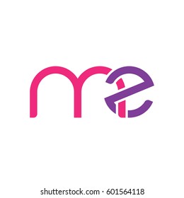 Initial letters mz, round linked overlapping chain shape lowercase logo modern design pink purple