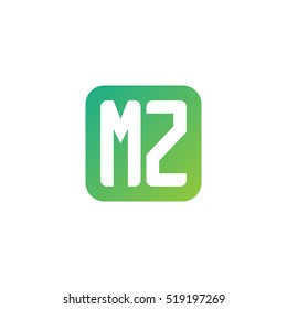 Initial letters MZ rounded square shape green simple logo