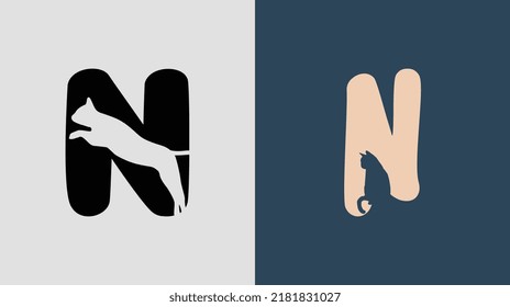 Initial Letters N Cat Logo Designs Bundle. It will be suitable for which company or brand name start those initial.