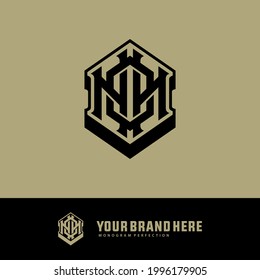 Initial letters N, O, NNO, NON or ONN overlapping, interlocked monogram logo, black color on cream background