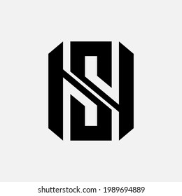 Initial letters N, S, NS or SN overlapping, interlocked monogram logo, black color on white background