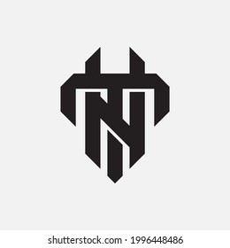 Überschneidung der Anfangsbuchstaben N, T, NT oder TN, verflochtenes Monogramm-Logo, schwarze Farbe auf weißem Hintergrund