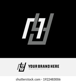 Initial letters N, Y, NY or YN overlapping, interlock, monogram logo, white and gray color on black background